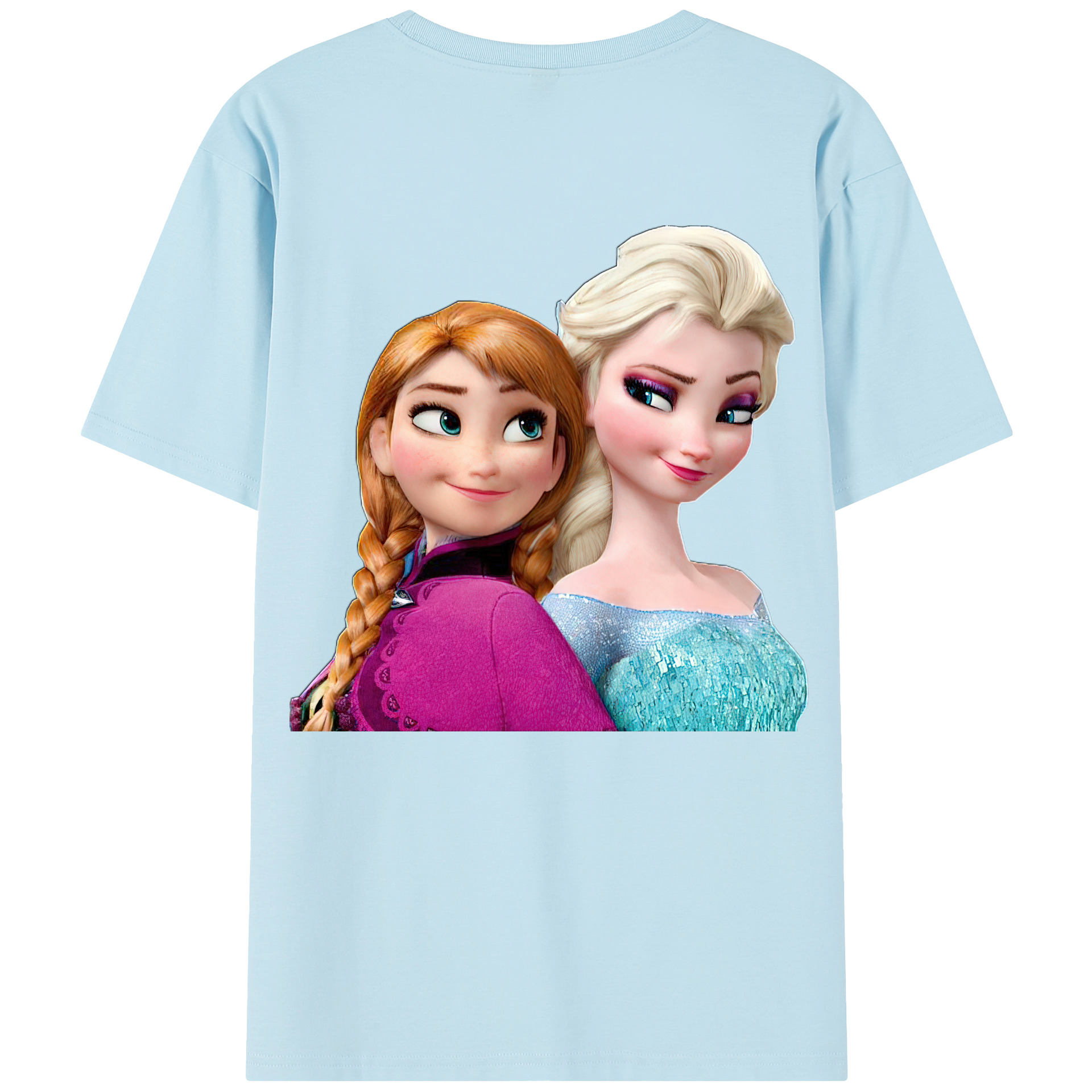 （画像用） アナと雪の女王 アンナ エルサ Frozen Anna Elsa 綿100％半袖Tシャツ（背面プリント）